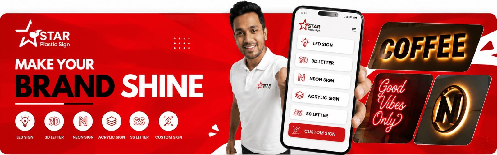 Make your brand shine - LED, 3D, নিয়ন, এক্রিলিক ও SS সাইন